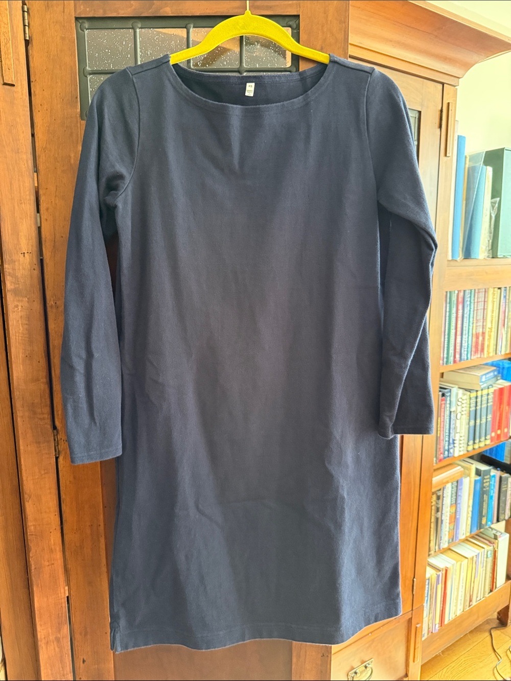 Classic Navy Long-Sleeve Shift Dress